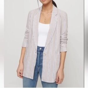 Dynamite Striped Blazer - Light Gray and White